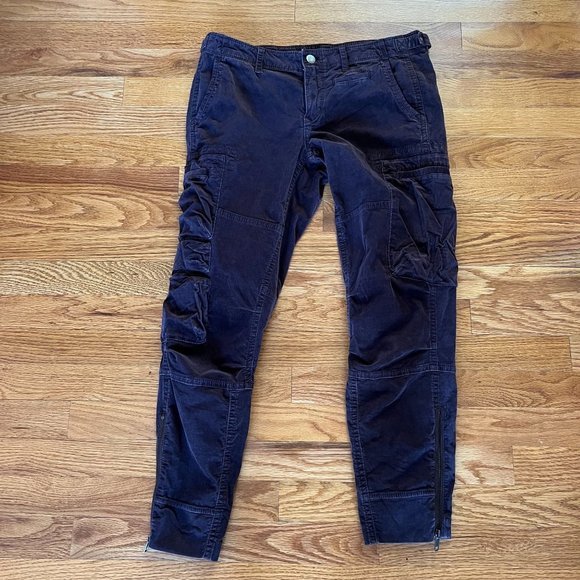 Jordan Louis Pants - Jordan Louis Corduroy Utility Pants Women 28 burgundy purple‎ Cargo